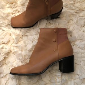Camel square toe ankle boots